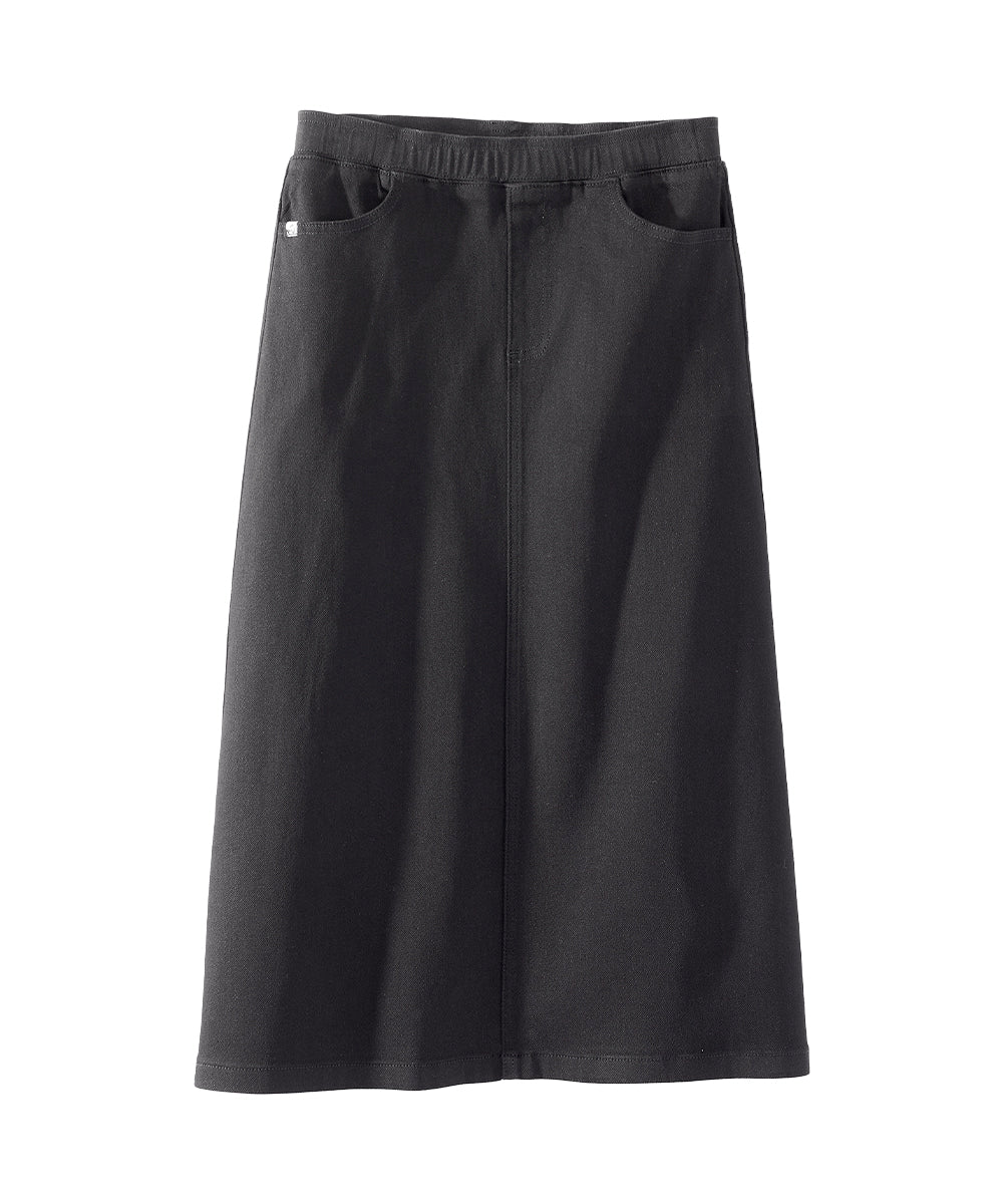 Women's Self Dressing Pull-On Denim Midi Skirt