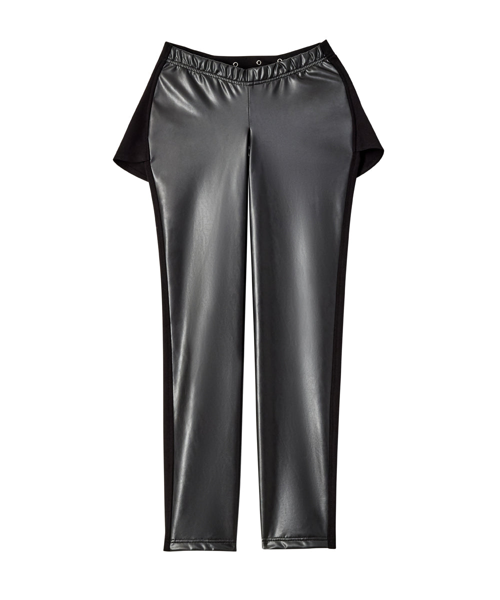 Faux Leather Open Back Leggings