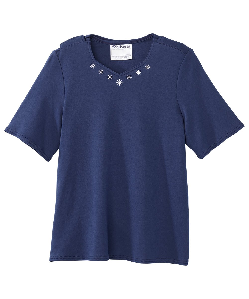 Women's Soft Embroidered Adaptive Top - Silverts 1