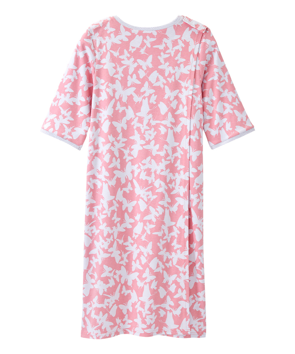 Open Back Knit Nightgown with Lace Trim - Clearance