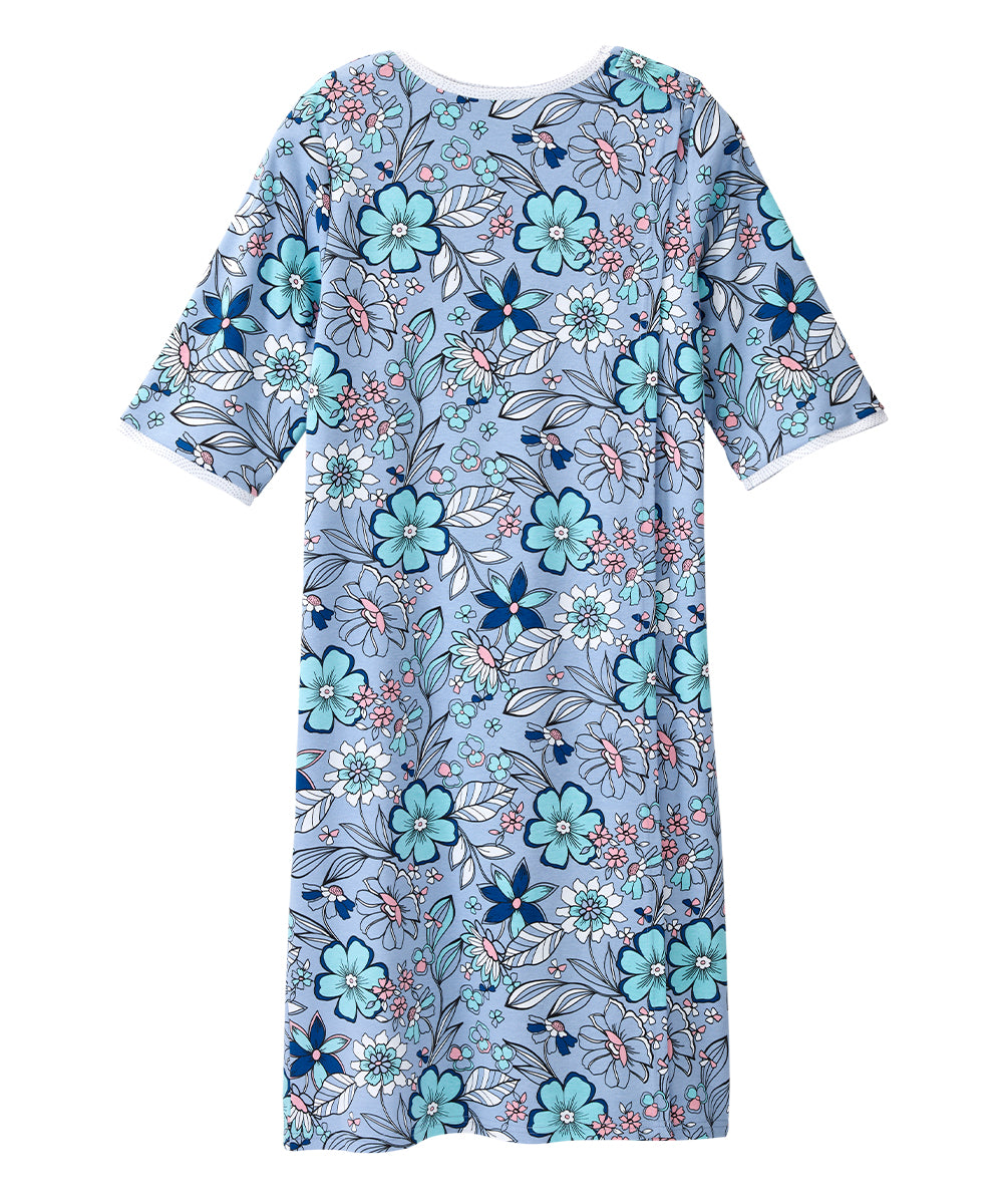 Open Back Knit Nightgown with Lace Trim - Clearance