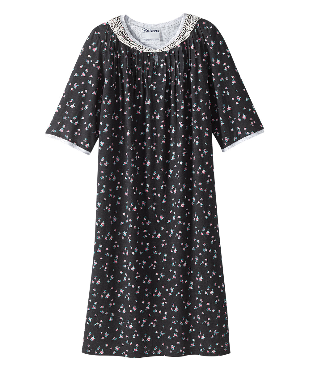 Open Back Knit Nightgown with Lace Trim - Clearance