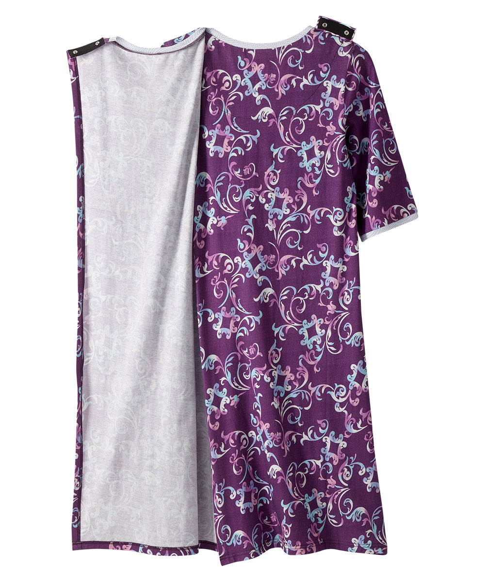 Open Back Knit Nightgown with Lace Trim - Clearance
