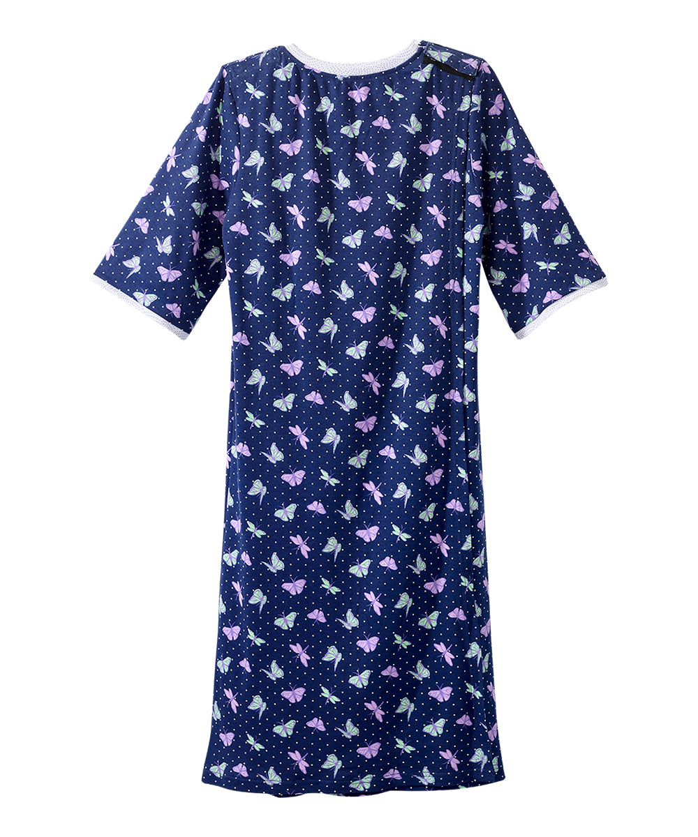 Open Back Knit Nightgown with Lace Trim - Clearance