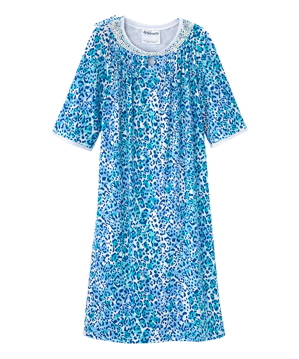 Open Back Knit Nightgown with Lace Trim - Clearance