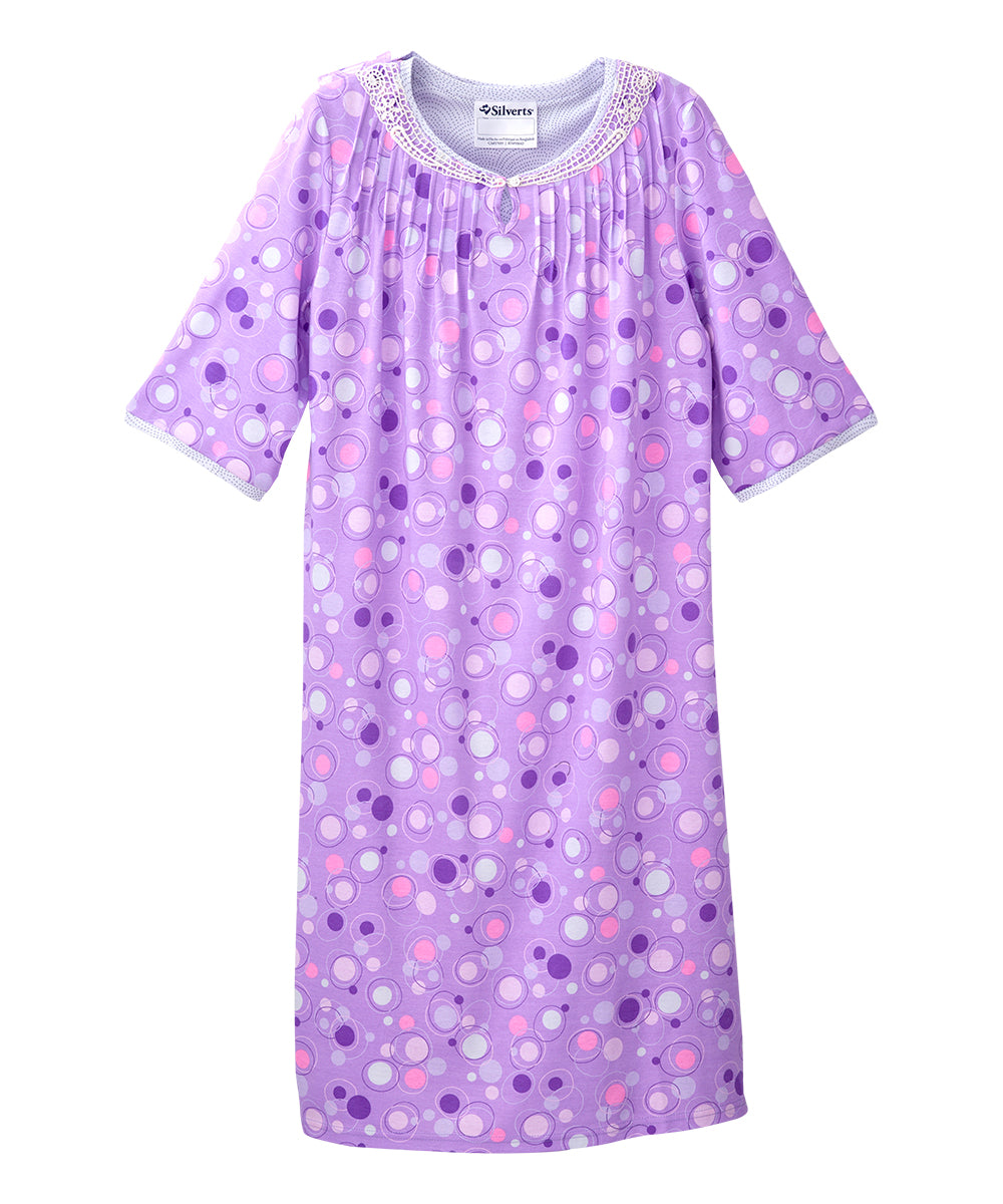 Open Back Knit Nightgown with Lace Trim - Clearance