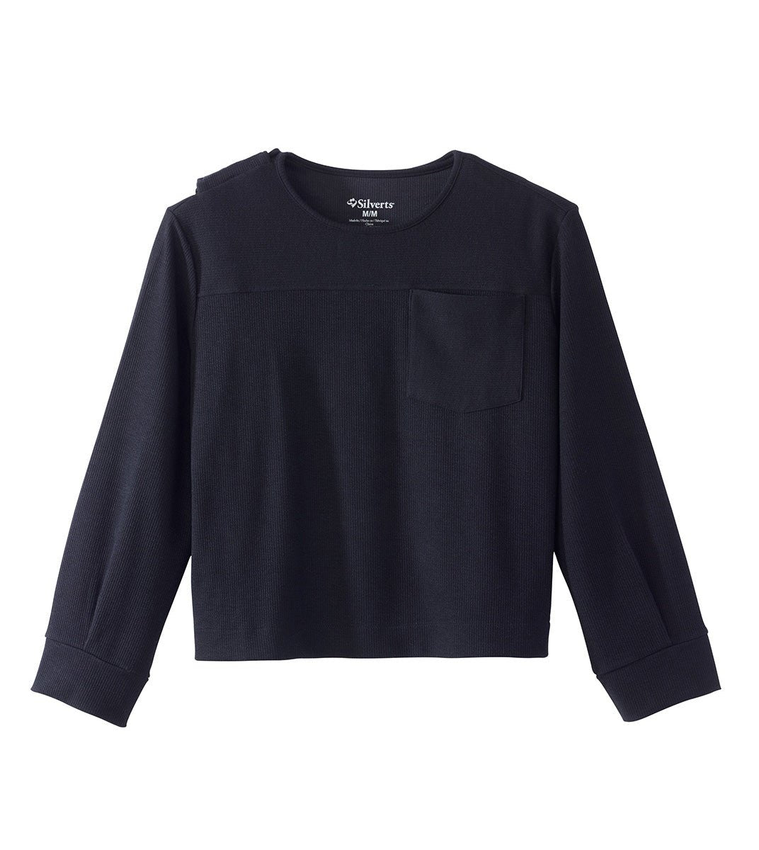 Women's Open Back Relaxed Ribbed Long Sleeve Top - Silverts 1