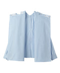 Light blue dress with white buttons on a white background