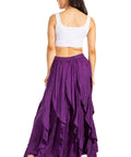 Sakkas Nova Womens Bohemian Stonewashed Rayon Asymmetrical Hem Maxi Swing Skirt