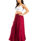 Sakkas Ahaana Women Renaissance Boho Rayon Maxi Embroidered Paneled Summer Skirt