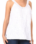 Sakkas Soffe Women's Casual Summer  Sleeveless Floral Cotton Tank Top Blouse Light