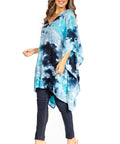 Sakkas Adalwin Second TieDye Desert Sun Circle Ponch Tunic Top Blouse W/Embroidery