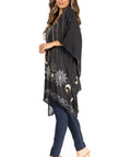 Sakkas Adalwin Third Tie Dye Desert Sun Circle Ponch Tunic Top Blouse W/Embroidery