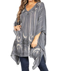Sakkas Adalwin Third Tie Dye Desert Sun Circle Ponch Tunic Top Blouse W/Embroidery