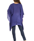Sakkas Adalwin Third Tie Dye Desert Sun Circle Ponch Tunic Top Blouse W/Embroidery