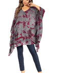 Sakkas Adalwin Third Tie Dye Desert Sun Circle Ponch Tunic Top Blouse W/Embroidery