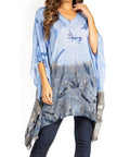 Sakkas Adalwin Third Tie Dye Desert Sun Circle Ponch Tunic Top Blouse W/Embroidery