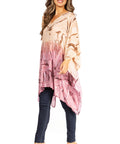 Sakkas Adalwin Third Tie Dye Desert Sun Circle Ponch Tunic Top Blouse W/Embroidery
