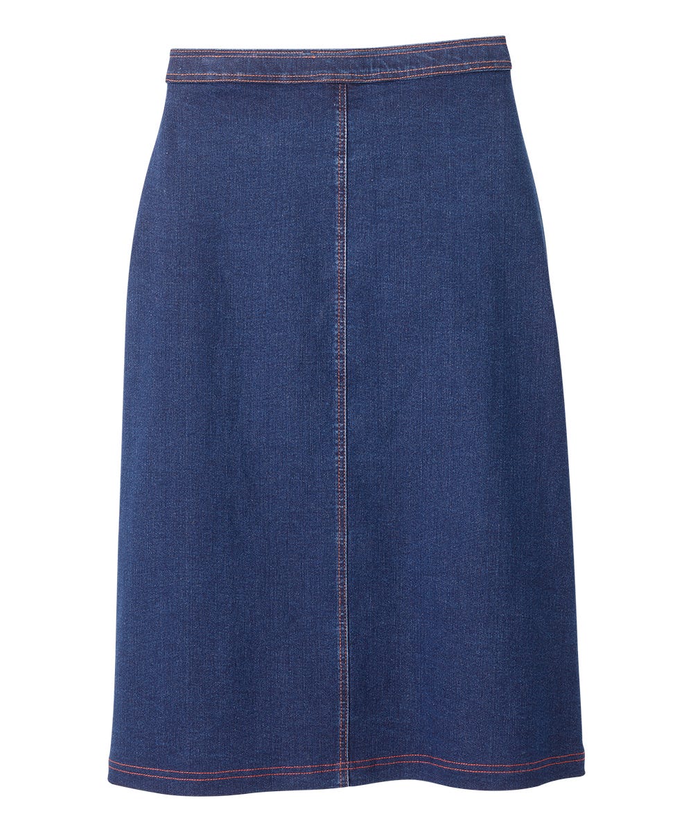 Women's Self Dressing Pull-On Denim Midi Skirt