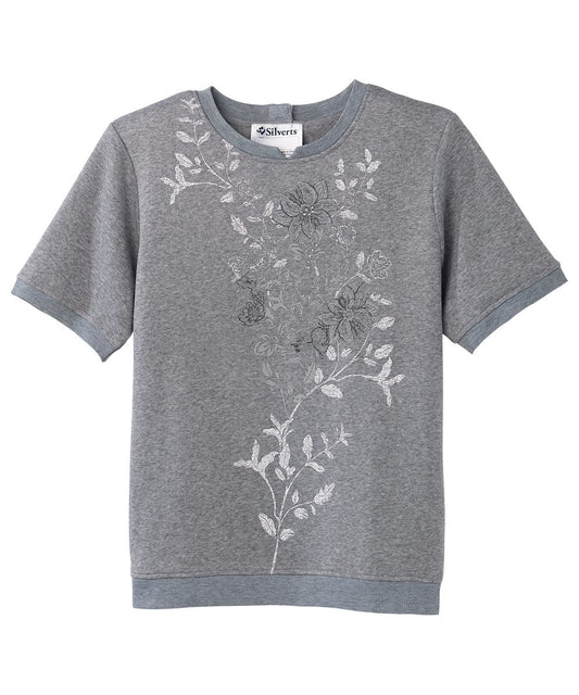 Women's Open Back Floral Fleece Top