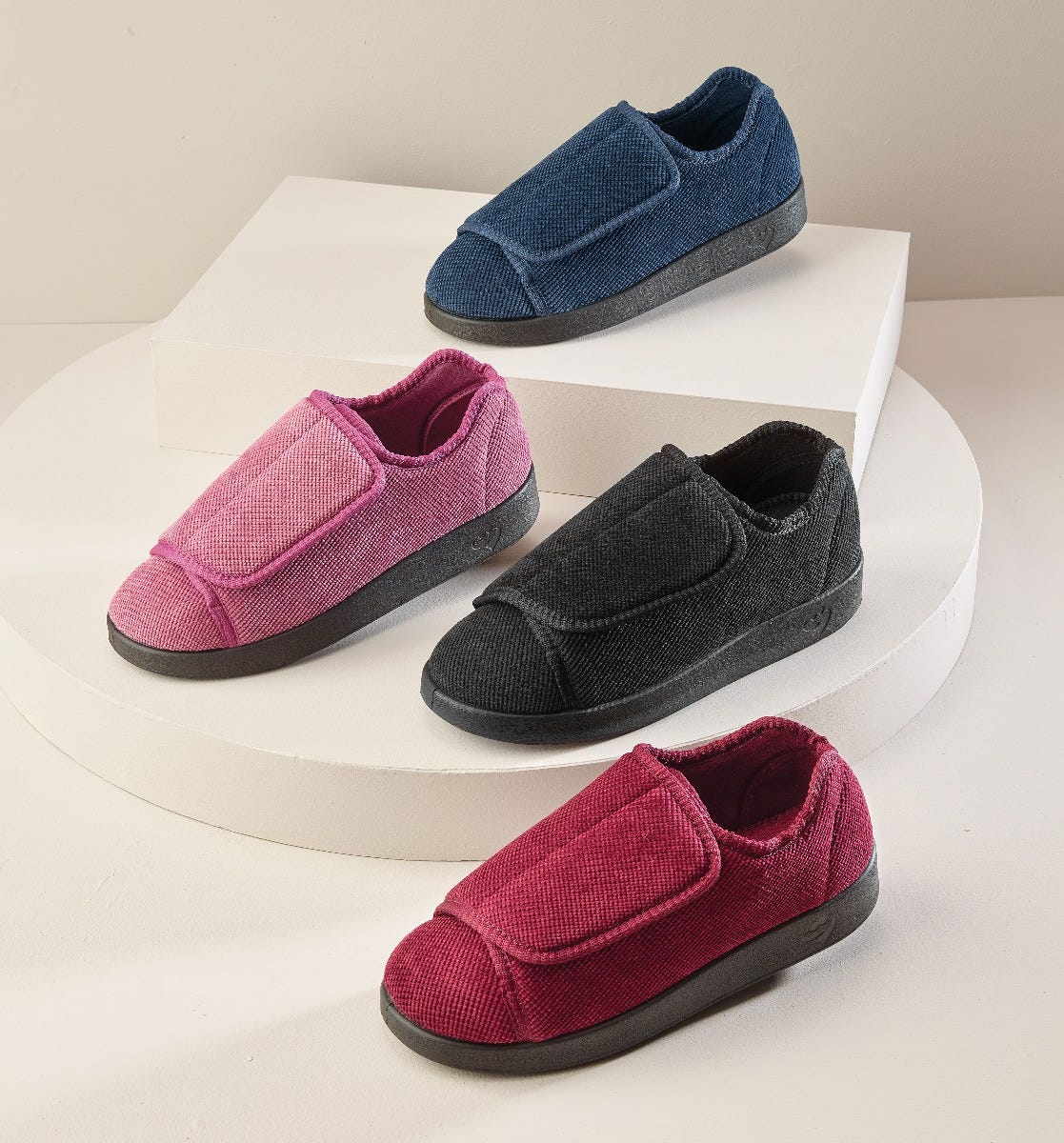 Women’s Slippers with Easy Closures – Adjustable Fit (Regular to Extra Wide)