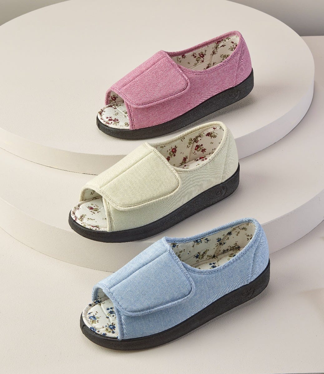 Women’s Open-Toe Shoes – Adjustable Fit (Regular to Extra Wide)