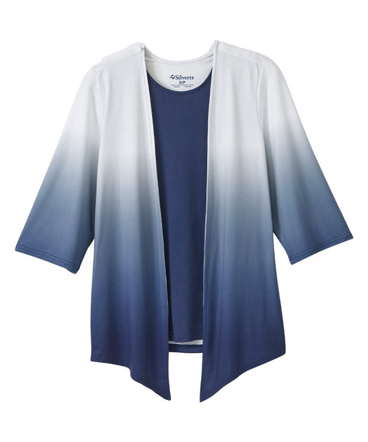 Women's Open Back Ombre Knit Twofer Top - Clearance