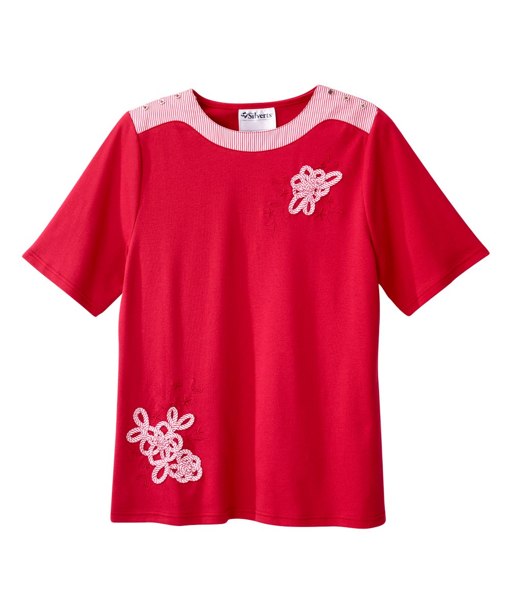 Women's Open Back Top with Embroidery Detail - Clearance
