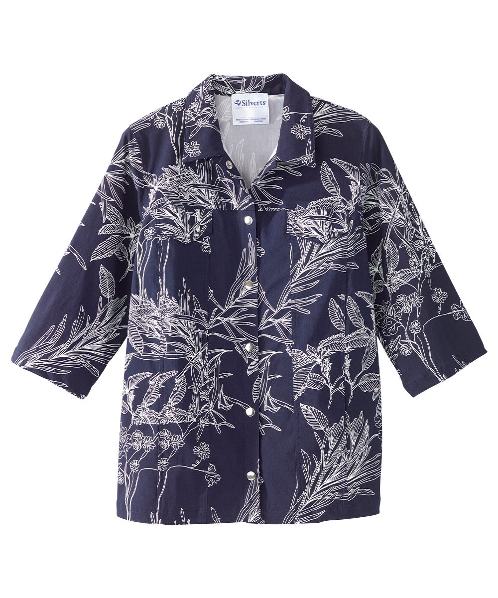 Women's Self Dressing Magnetic Closure Chambray Style Jacket