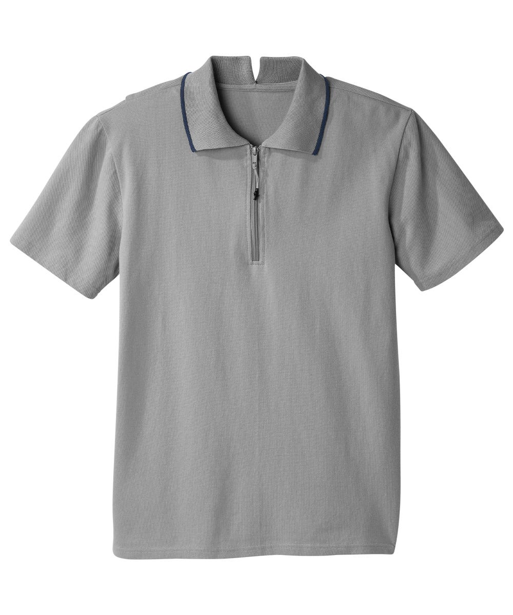 Men's Open Back Polo Shirt with Zip  - Clearance