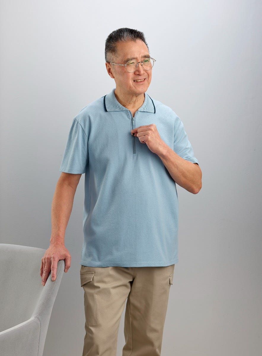 Men's Open Back Polo Shirt with Zip  - Clearance