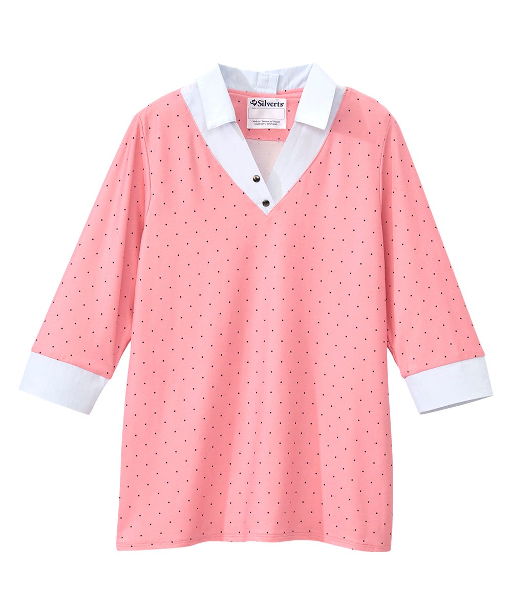 Women's Open Back 3/4 Sleeve Collared Top