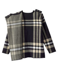 Women's Open Back Plaid Crew Neck Sweater