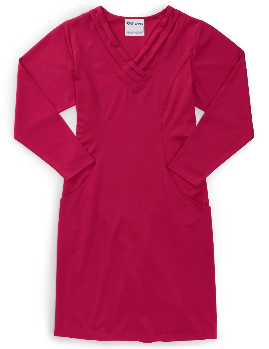 Women's Long-Sleeve Open Back Ponte Dress