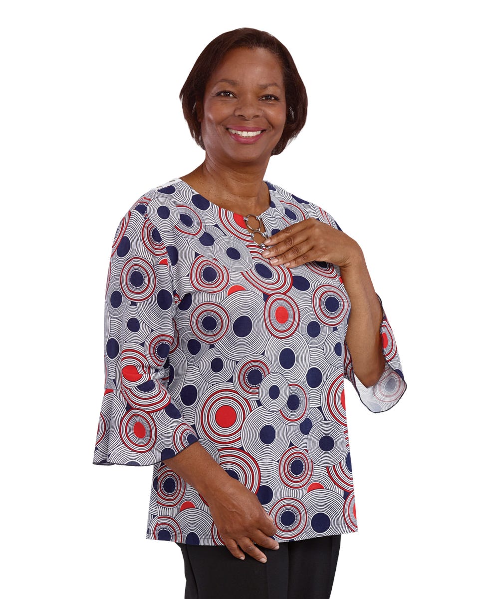 Ring-Keyhole Neck Adaptive Top for Women