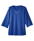 Women's Open Back 3/4 Length Sleeve Top with Embroidery