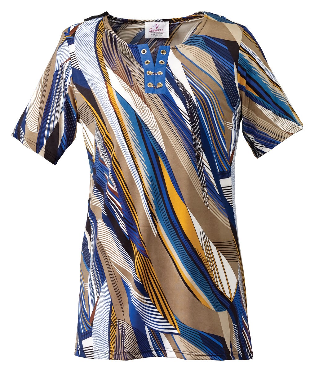 Women's Open Back Patterned Top