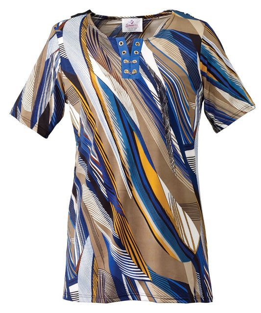 Women's Open Back Patterned Top