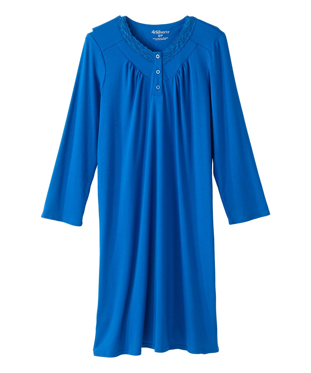Women's No Peek Hospital & Home Care Gown with Lace Neckline - Clearance