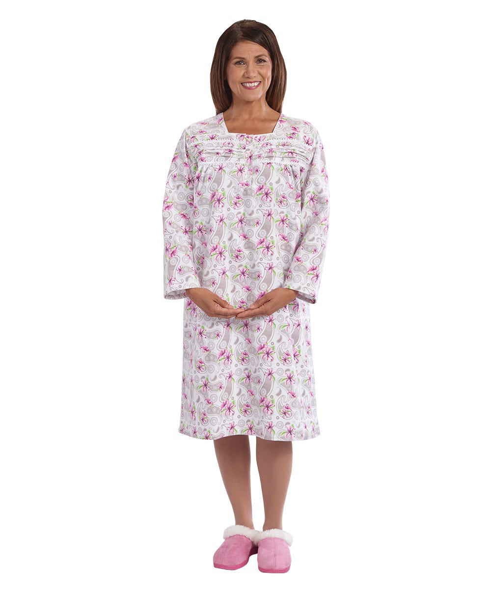 100% Cotton Flannel Hospital Gown with Snaps - Clearance