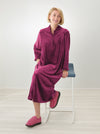 Women's Open Back Plush Nightgown with Zip Front