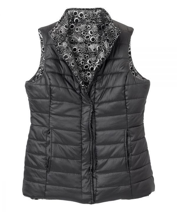 Women's Reversible Magnetic Snap Front Puffer Vest - Clearance