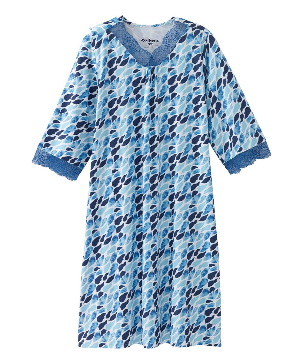 Women's Open Back V-Neck Lace Trim Nightgown