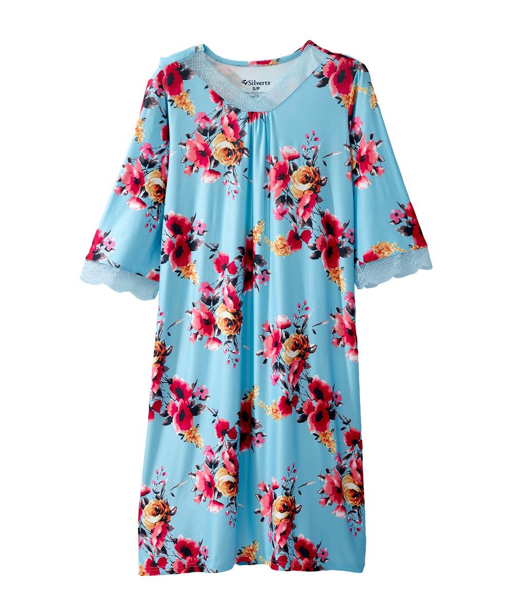 Women's Open Back V-Neck Lace Trim Nightgown