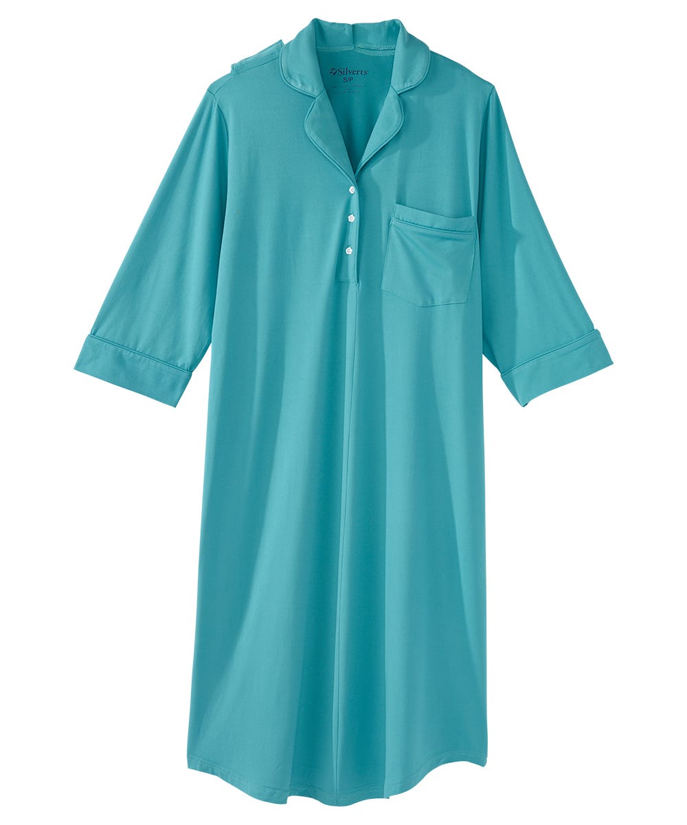 Women's Open Back Collared Nightgown - Silverts 1