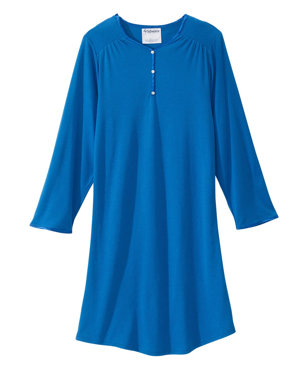Women's Open Back Henley Nightgown