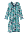 Women's Open Back Long Sleeve Lace Trim Nightgown