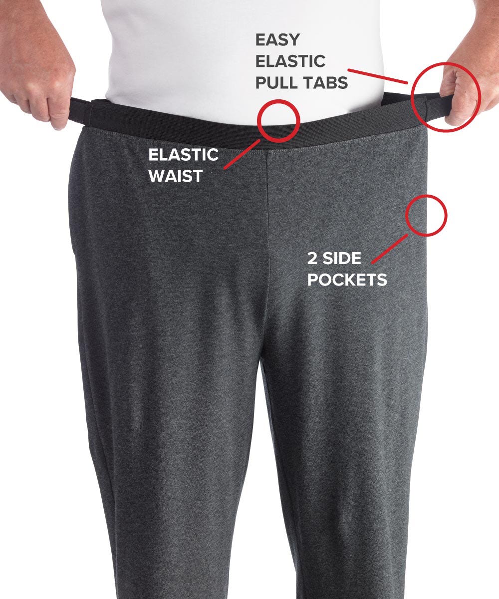 Mens Arthritis Easy Grip Wide Leg Pull On Pants