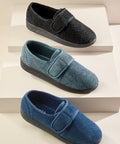 Men’s Soft Slippers with Easy Closures – Adjustable Fit (Regular to Extra Wide)