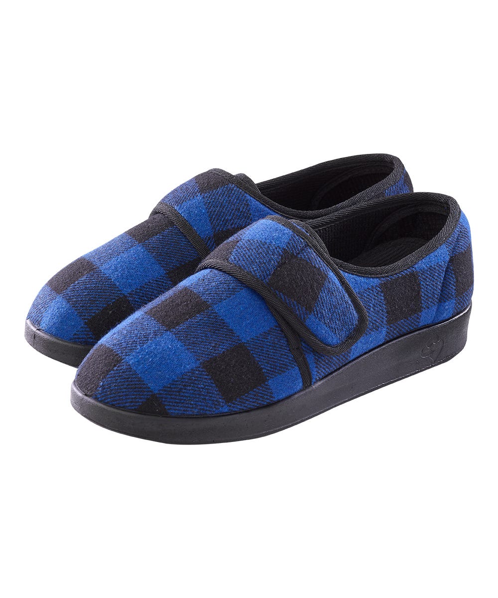 Men’s Soft Slippers with Easy Closures – Adjustable Fit (Regular to Extra Wide)